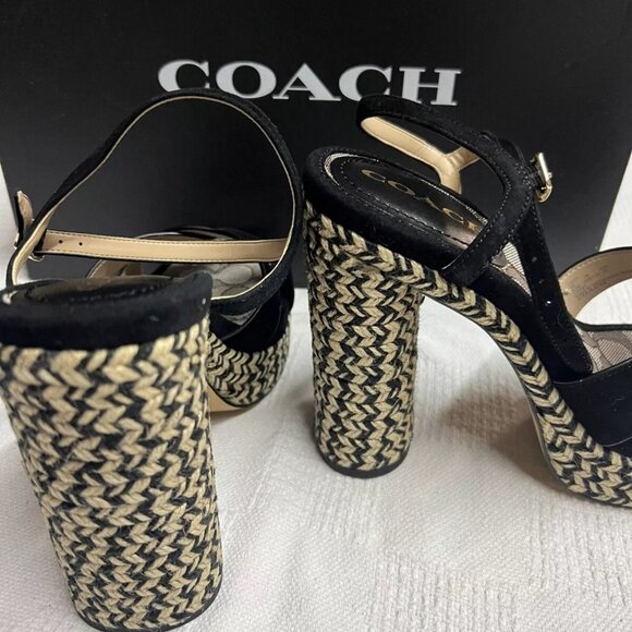 Coach Talina Black Platform Espadrille Sandals Shoes Pumps Heels 9.5 B NEW‎ - Picture 4 of 8